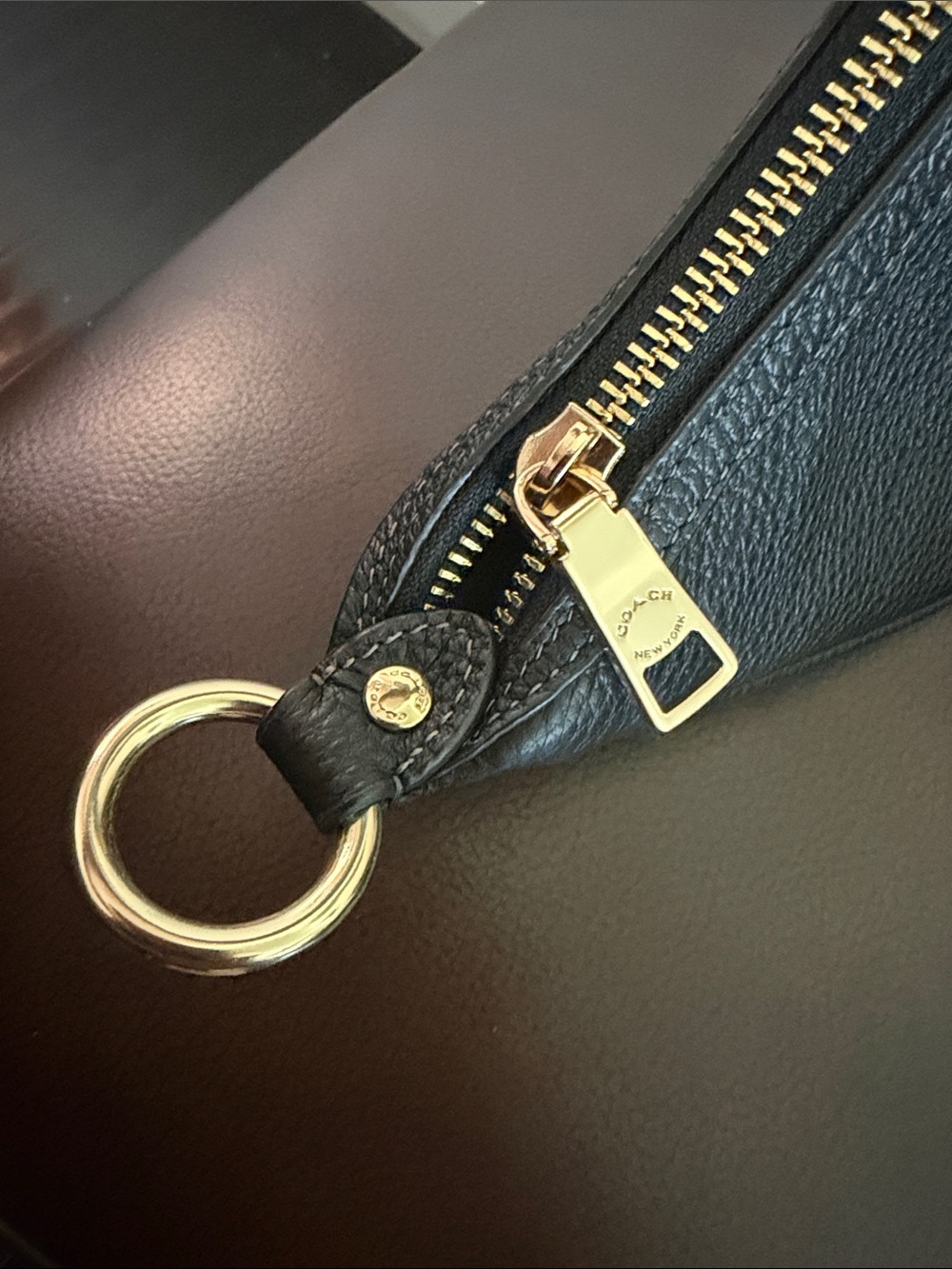 Coach Black Pebbled Leather Crescent Shoulder Bag with Gold Hardware - Picture 5 of 9